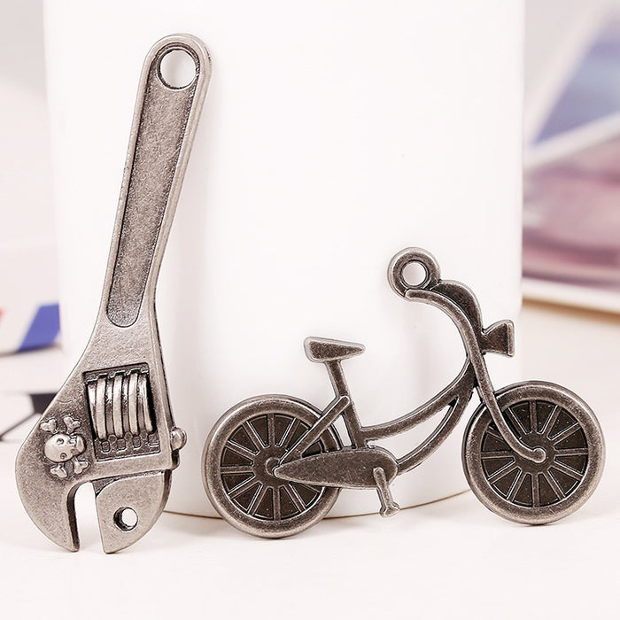DIY Korean Style Antique Silver Bicycle Alloy Necklace Pendant Charm, 45x25mm Jewelry Part