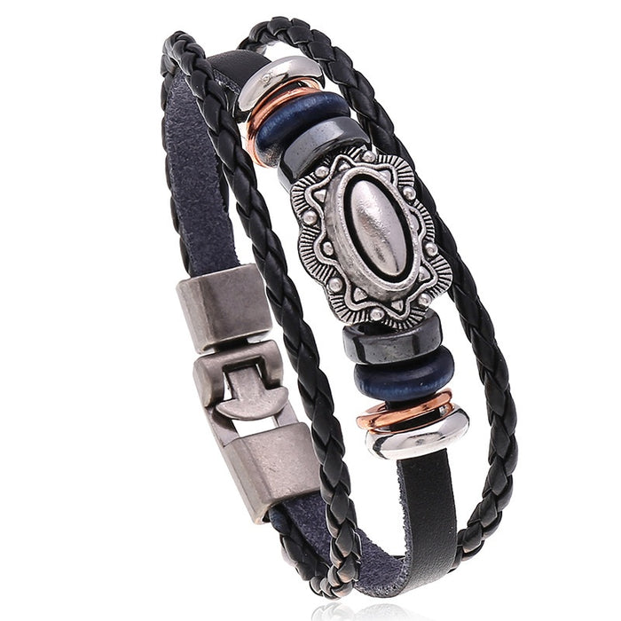 Direct Simple Braided Cowhide Leather Bracelet, Rock Biker Student Fashion Jewelry
