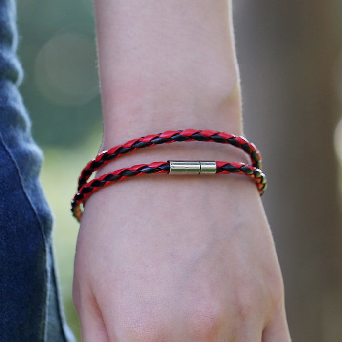 European American Fashion Vintage Handmade Braided Leather Bracelet Versatile Wristband