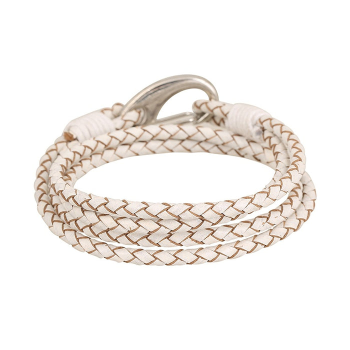 European American Minimalist Handmade Braided Leather Bracelet Fashion Wristband