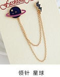 Korean Cute Enamel Brooch Pin Set With Mount Fuji Planet Fried Egg Lucky Cat And Cloud Themes view 4