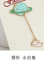 Korean Cute Enamel Brooch Pin Set With Mount Fuji Planet Fried Egg Lucky Cat And Cloud Themes