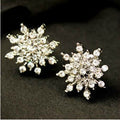 Elegant Christmas Snowflake Rhinestone Alloy Ear Cuff Studs Sparkling Zircon Party Jewelry Earrings view 2