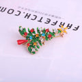 Enamel Christmas Tree Brooch With Colorful Rhinestones, Elegant Holiday Gift Jewelry view 3