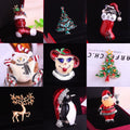 Christmas Tree Brooch Pin With Cute Penguin And Santa Design, Holiday Corsage For view 1