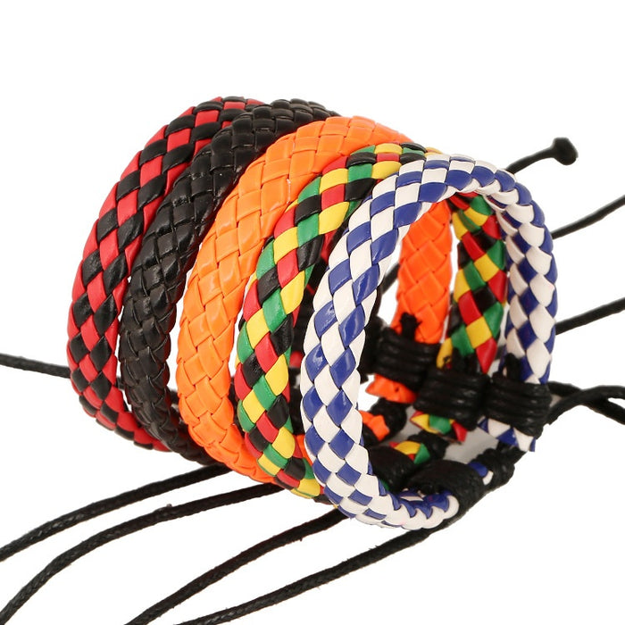 Fashion Simple Adjustable Leather Bracelet Unisex Braided Student Rope Wristband Trendy Jewelry