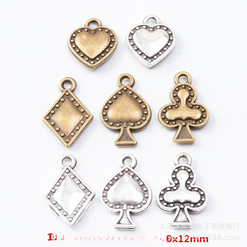 Zinc Alloy Playing Card Charm Pendant No.111180 for DIY Necklace Bracelet Jewelry Making