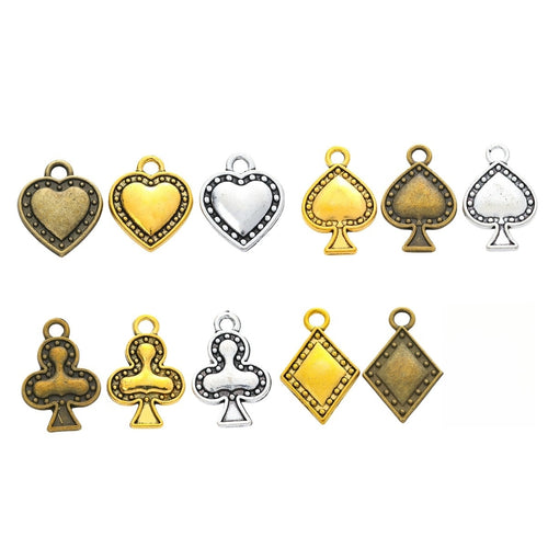 Zinc Alloy Playing Card Charm Pendant No.111180 for DIY Necklace Bracelet Jewelry Making