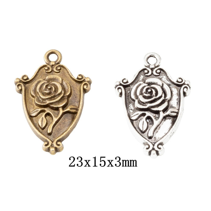 Zinc Alloy Rose Charm Pendant No.926535 for DIY Necklace Bracelet Jewelry Making