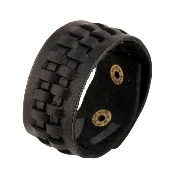 Vintage Braided Leather Bracelet For Men, Simple European American Wristband Bangle Accessory