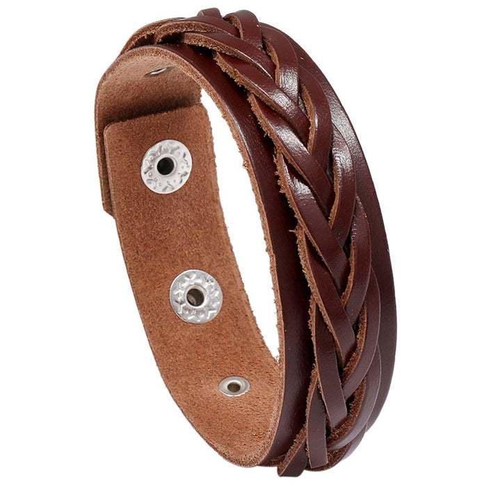 Simple Multi Layer Braided Leather Bracelet Vintage Fashion European American Jewelry Accessory
