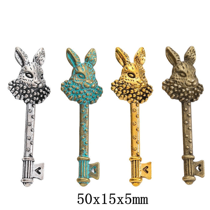 Zinc Alloy Rabbit Key Charm Pendant for DIY Necklace Bracelet Jewelry Making