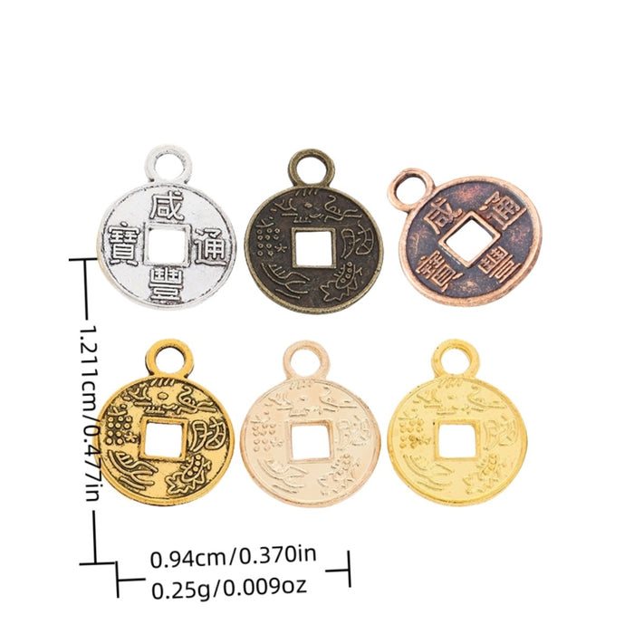 Zinc Alloy Coin Charm Pendant No.189111 for DIY Necklace Bracelet Jewelry Making