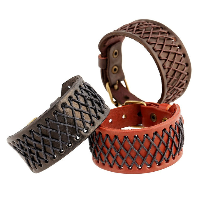 Direct Retro Braided Cowhide Leather Bracelet Genuine Leather Wrist Jewelry