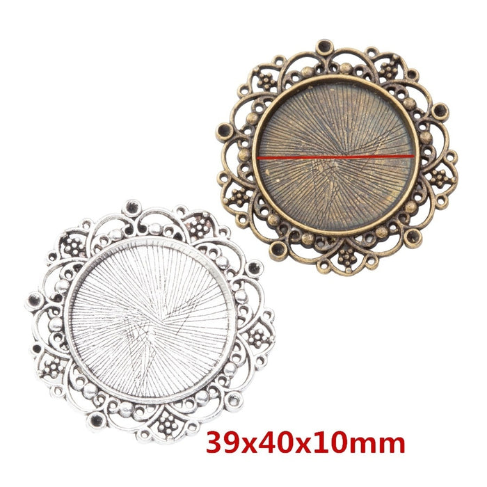 25mm Zinc Alloy Round Bezel Charm Pendant No.534311 for DIY Necklace Bracelet Jewelry Making