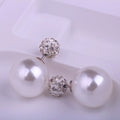 Elegant Double Sided Pearl Studs With Rhinestone Crystal Ball Alloy Candy Round Korean Style Earrings view 1