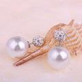 Elegant Double Sided Pearl Studs With Rhinestone Crystal Ball Alloy Candy Round Korean Style Earrings view 4