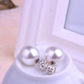 Elegant Double Sided Pearl Studs With Rhinestone Crystal Ball Alloy Candy Round Korean Style Earrings view 2