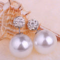 Elegant Double Sided Pearl Studs With Rhinestone Crystal Ball Alloy Candy Round Korean Style Earrings view 3