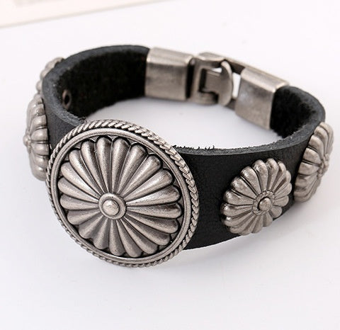 European American Clasp Genuine Leather Bracelet Vintage Punk Cowhide Jewelry