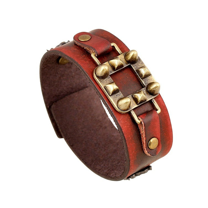 Retro European American Punk Genuine Cowhide Leather Bracelet For Yiwu Jewelry