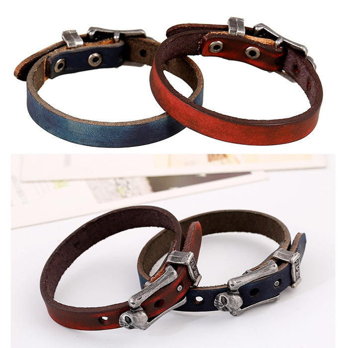European Vintage Punk Cowhide Genuine Leather Bracelet With Stable Supply Yiwu Fashion Jewelry