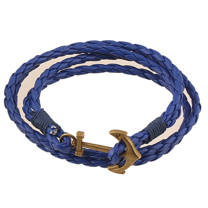 Punk Fashion Alloy Leather Bracelet Handmade Braided Multilayer Charm Bracelet For Men And Women