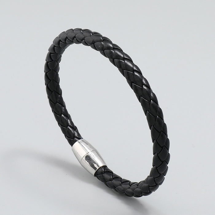 Fashion Simple Multi Layer Braided Faux Cowhide Leather Bracelet For Trendy Men