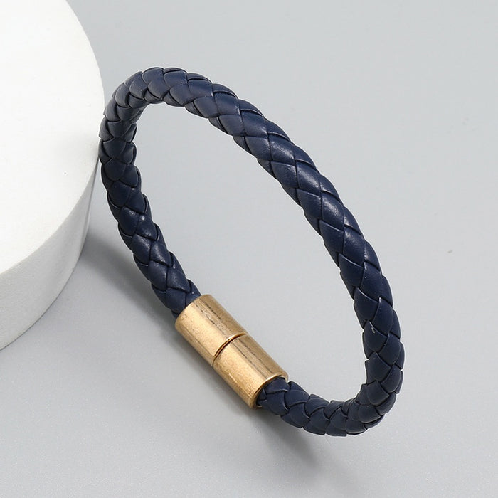 European American Handmade Braided Multilayer Leather Bracelet For Punk Men