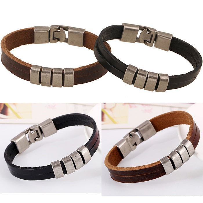 Men's Handmade Braided Genuine Cowhide Leather Bracelet, Celebrity Style Leather Jewelry