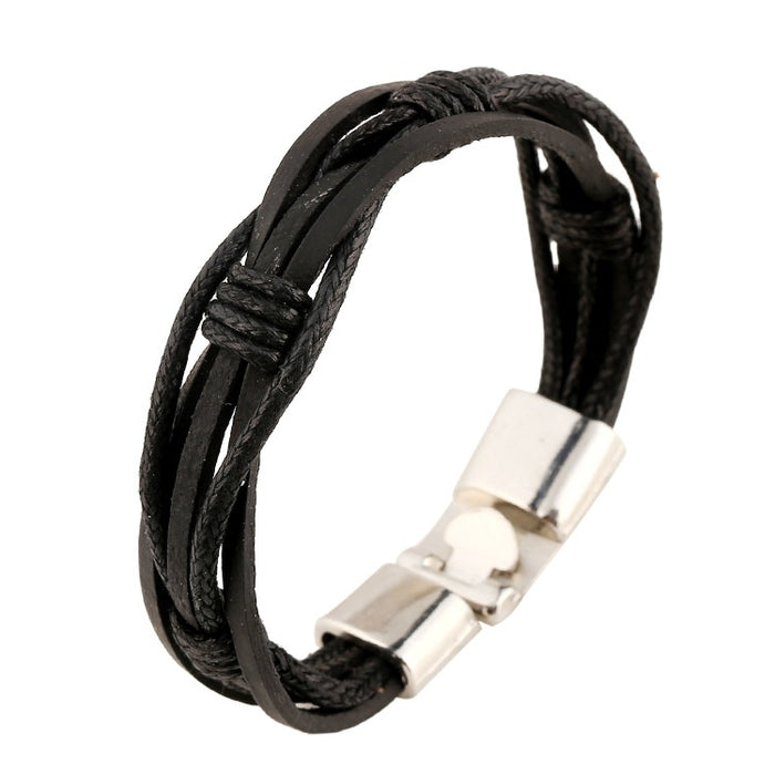 Men's Handmade Braided Genuine Cowhide Leather Bracelet, Celebrity Style Leather Jewelry