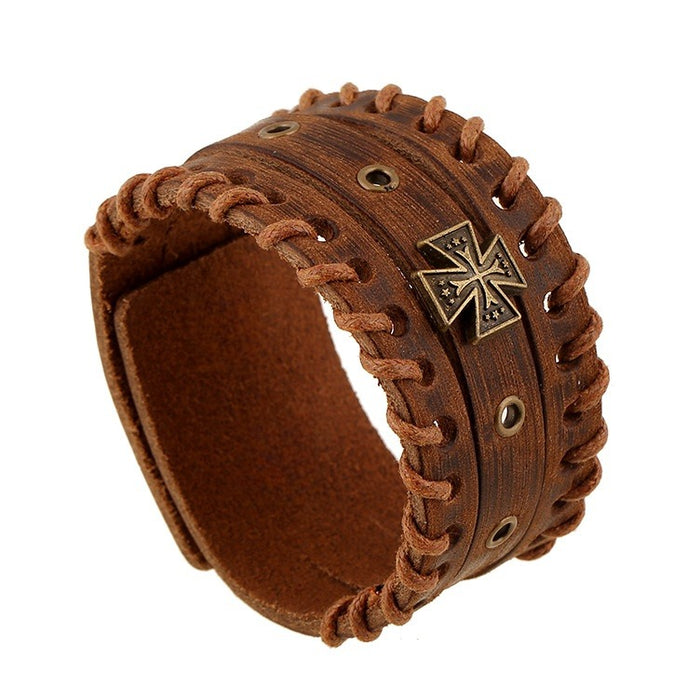 Korean Style Personalized Men's Cowhide Leather Rivet Bracelet Vintage Men's Accessory Bracelet