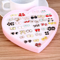 Colorful Enamel Alloy Stud Set With Bow Flower Cherry Heart Animal Shapes Boxed 36 Pairs Earrings view 2