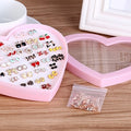 Colorful Enamel Alloy Stud Set With Bow Flower Cherry Heart Animal Shapes Boxed 36 Pairs Earrings view 5