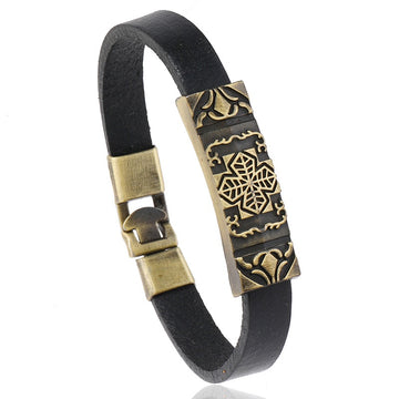 Vintage Cowhide Leather Bracelet Unisex Trendy Simple Couples Leather Bangle Personalized Gift