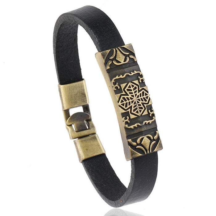 Vintage Cowhide Leather Bracelet Unisex Trendy Simple Couples Leather Bangle Personalized Gift