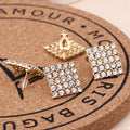 Luxury Square Rhinestone Crystal Clip On Stud Earrings For Women Elegant Korean Fashion Earrings view 3