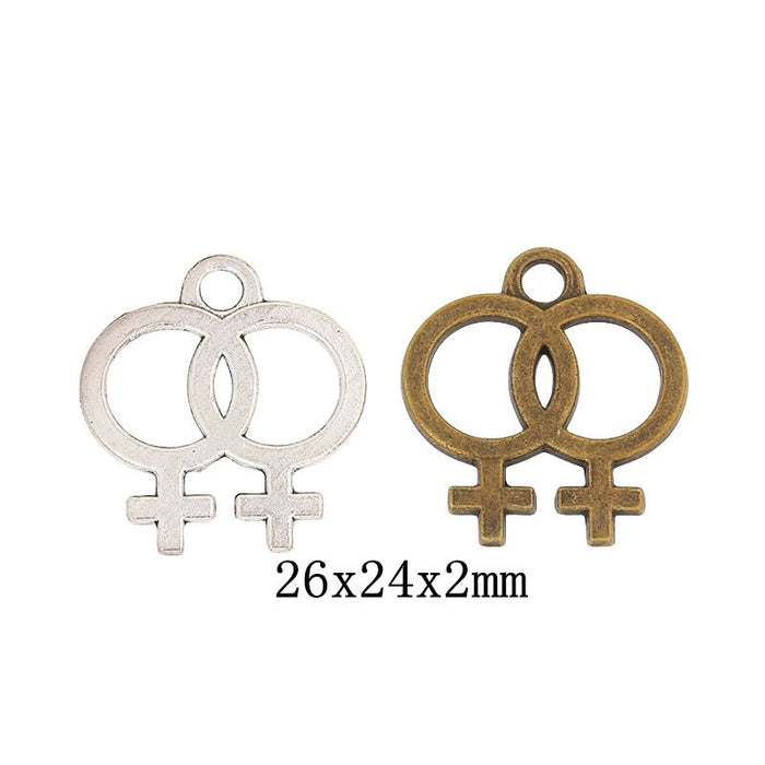 Zinc Alloy Gender Symbols Charm Pendant for DIY Necklace Bracelet Jewelry Making