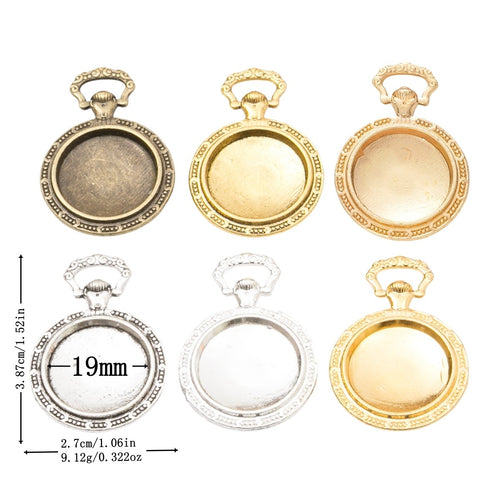 19mm Zinc Alloy Round Bezel Charm Pendant for DIY Necklace Bracelet Jewelry Making