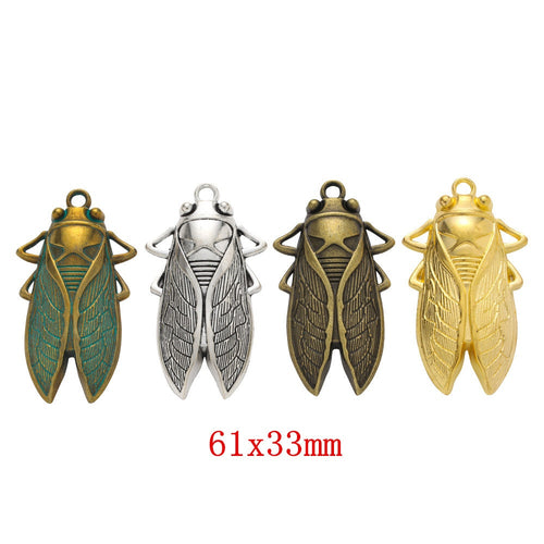 Zinc Alloy Cicada Charm Pendant for DIY Necklace Bracelet Jewelry Making