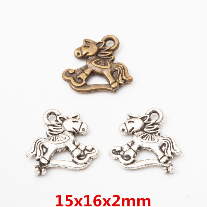 Zinc Alloy Rocking Horse Charm Pendant No.663126 for DIY Necklace Bracelet Jewelry Making