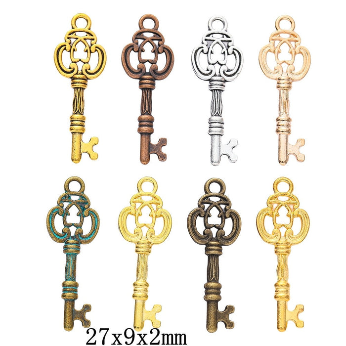 Zinc Alloy Key Charm Pendant No.910429 for DIY Necklace Bracelet Jewelry Making