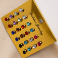Korean Style 12 Pairs Colorful Round Crystal Rhinestone Alloy Stud Set Elegant Minimalist Women's Earrings view 3