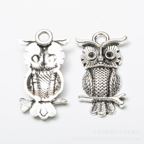 DIY Vintage Alloy Owl Pendant Charm Jewelry Accessory For Necklace Bracelet Making