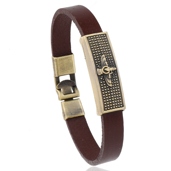 Unisex Vintage Punk Leather Bracelet Street Hip Hop Adjustable Wristband Fashion Hand Accessory