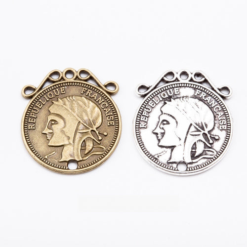Zinc Alloy Woman Head Charm Pendant No.681579 for DIY Necklace Bracelet Jewelry Making