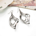 Twisted Open Ribbon Geometric Long Hook Drop Earrings view 6