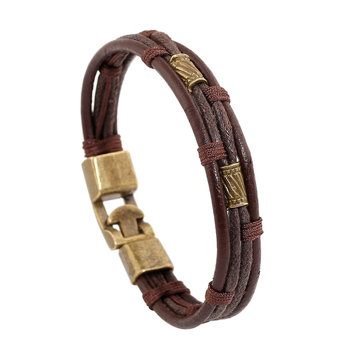 Vintage Fashion Cowhide Leather Belt Bangle Braided Genuine Leather Bracelet Wristband