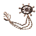 Korean Style Chain Ship Wheel Brooch Lapel Pin, Creative Collar Clip Suit Accessory view 4