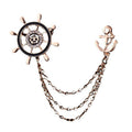 Korean Style Chain Ship Wheel Brooch Lapel Pin, Creative Collar Clip Suit Accessory view 5